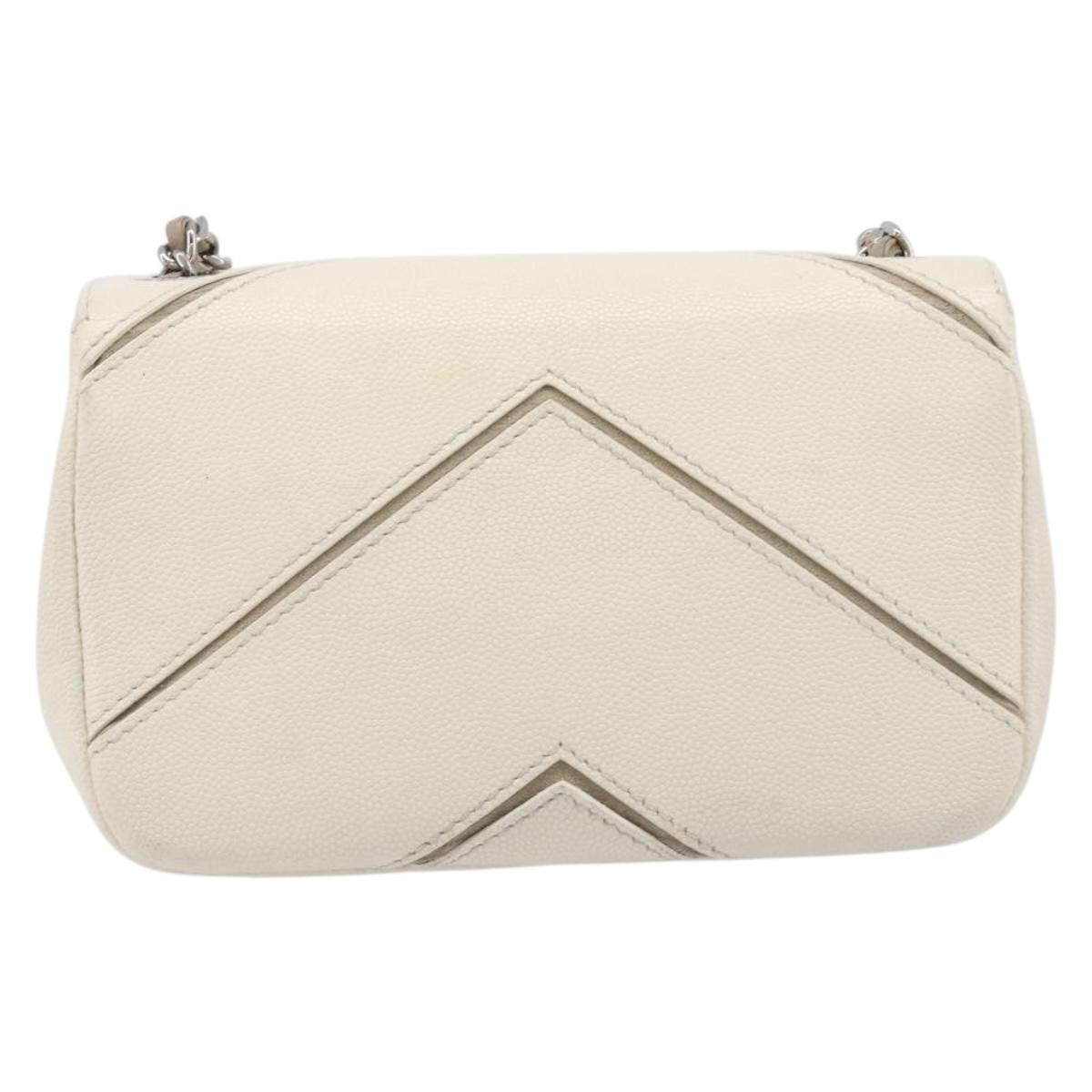 Chanel Macro Flap Chevron Caviar White Calfskin Shoulder Bag Bag (Pre-Owned)