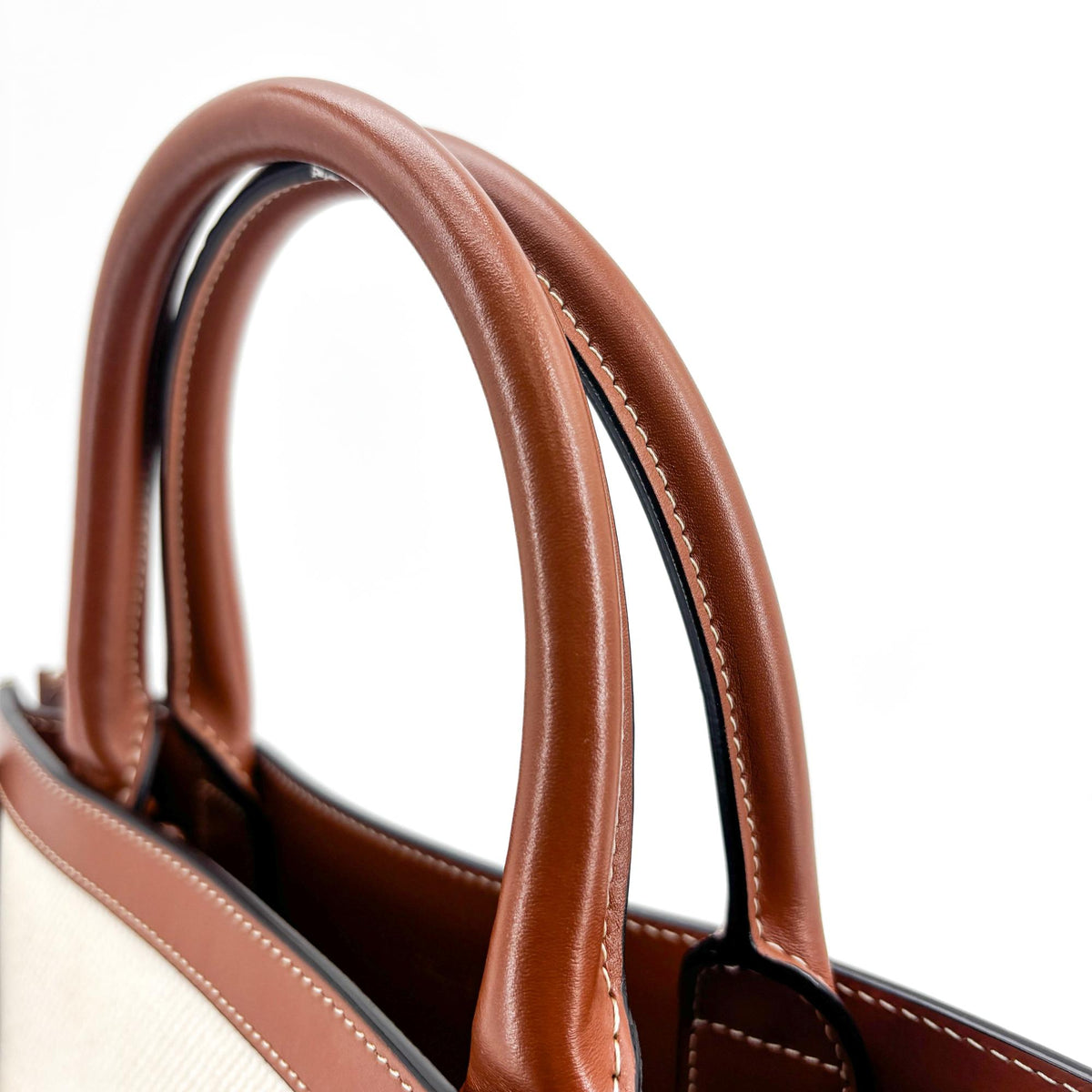 Celine Vertical Cabas Canvas With Leather White Canvas Tote Bag Bag (Pre-Owned)