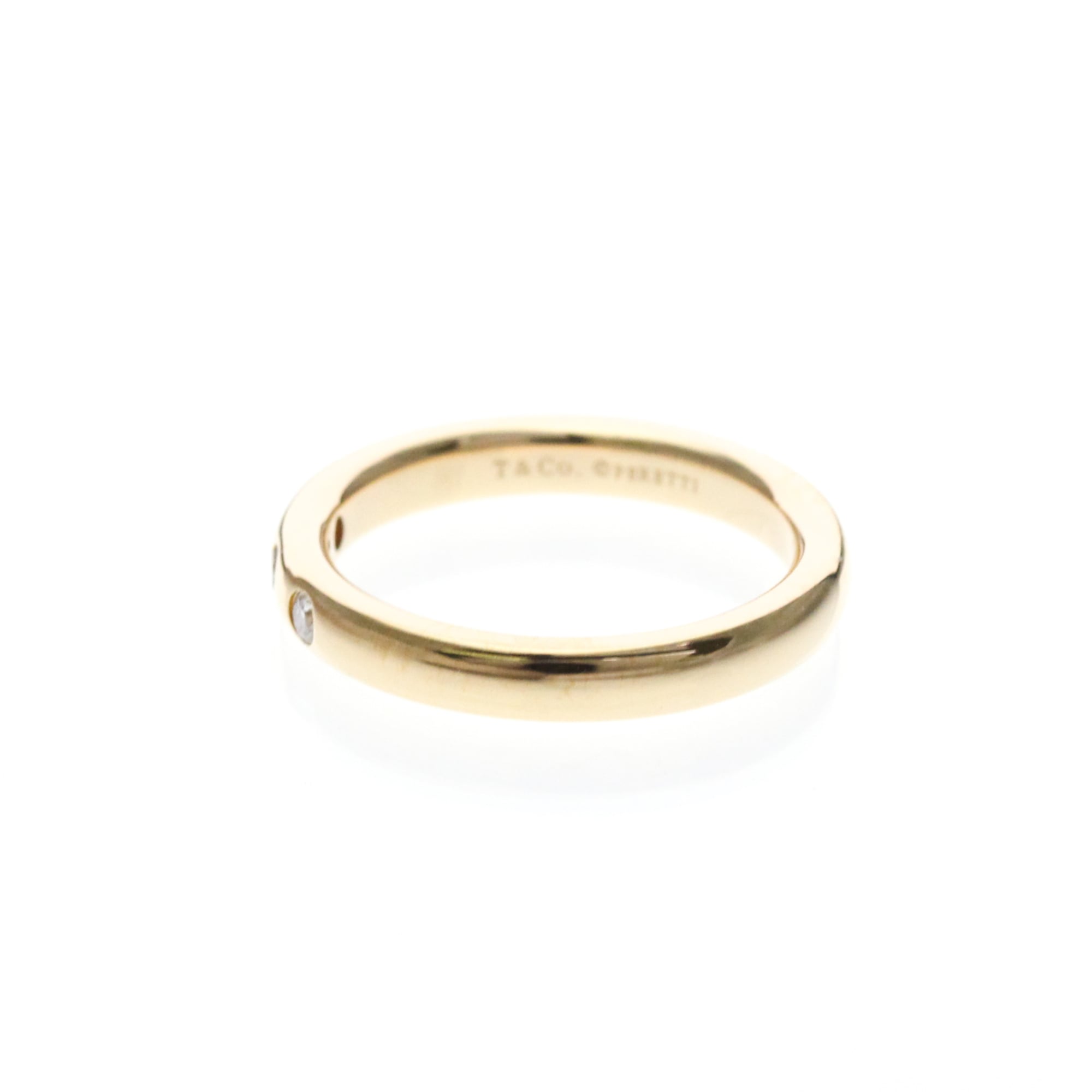 Tiffany & Co. Elsa Peretti 3 Diamond Stacking Band 18K Rose Gold With Diamonds Gold Rose_Gold Ring Jewelry (Pre-Owned)
