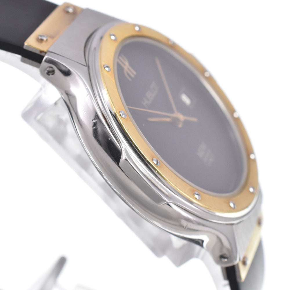 Hublot Classic Mdm Quartz Stainless Steel And Rubber With Diamond Bezel, Markers And Strap Detail Watch (Pre-Owned)