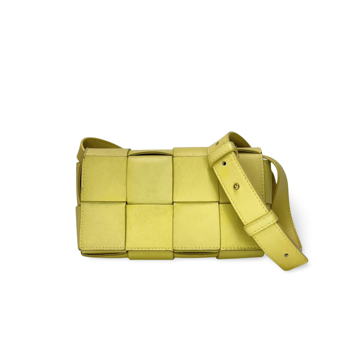 Bottega Veneta Fun Cassette Maxi Intrecciato Leather Yellow Leather Crossbody Bag Bag (Pre-Owned)