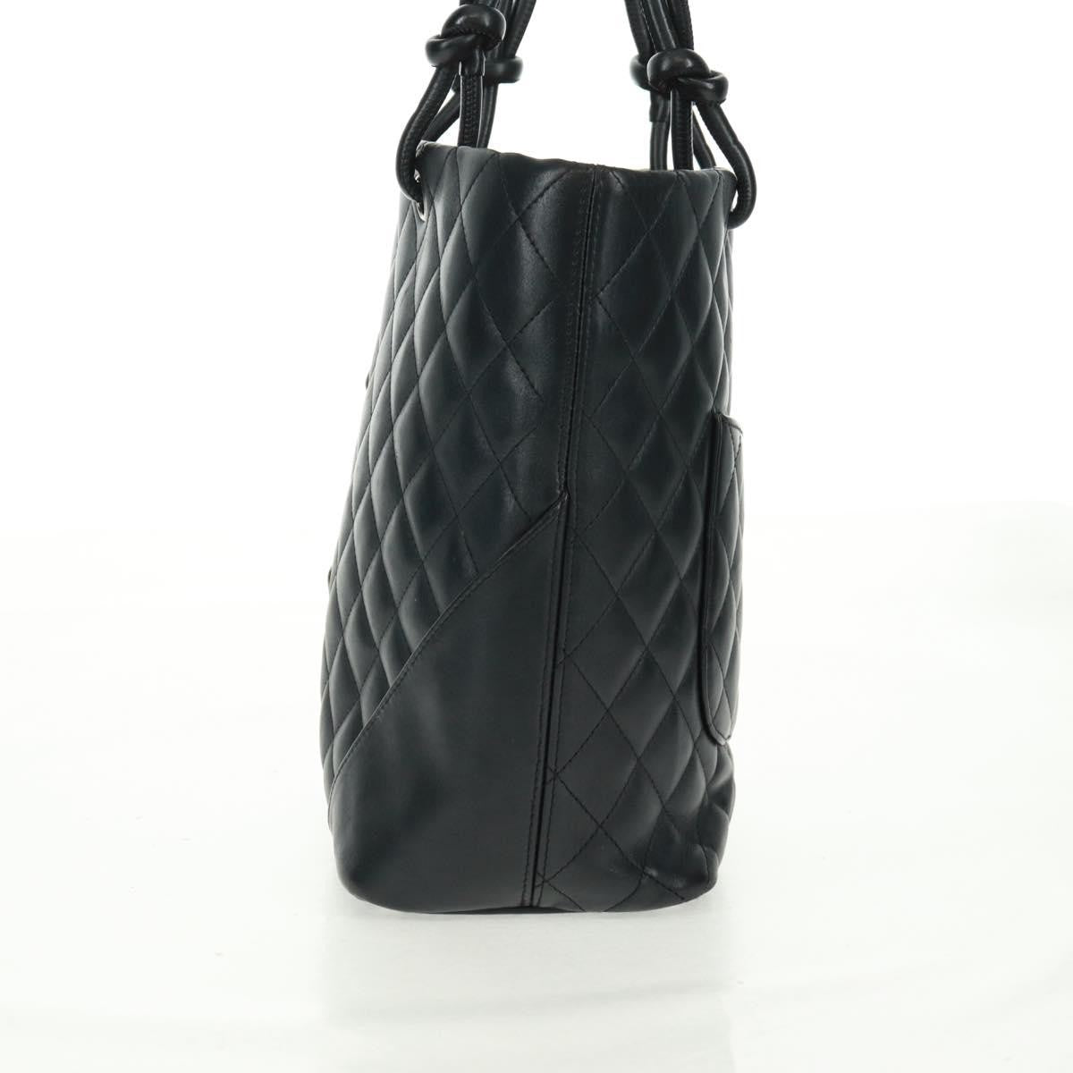 Chanel Cambon Tote Quilted Leather Black Leather Tote Bag Bag (Pre-Owned)