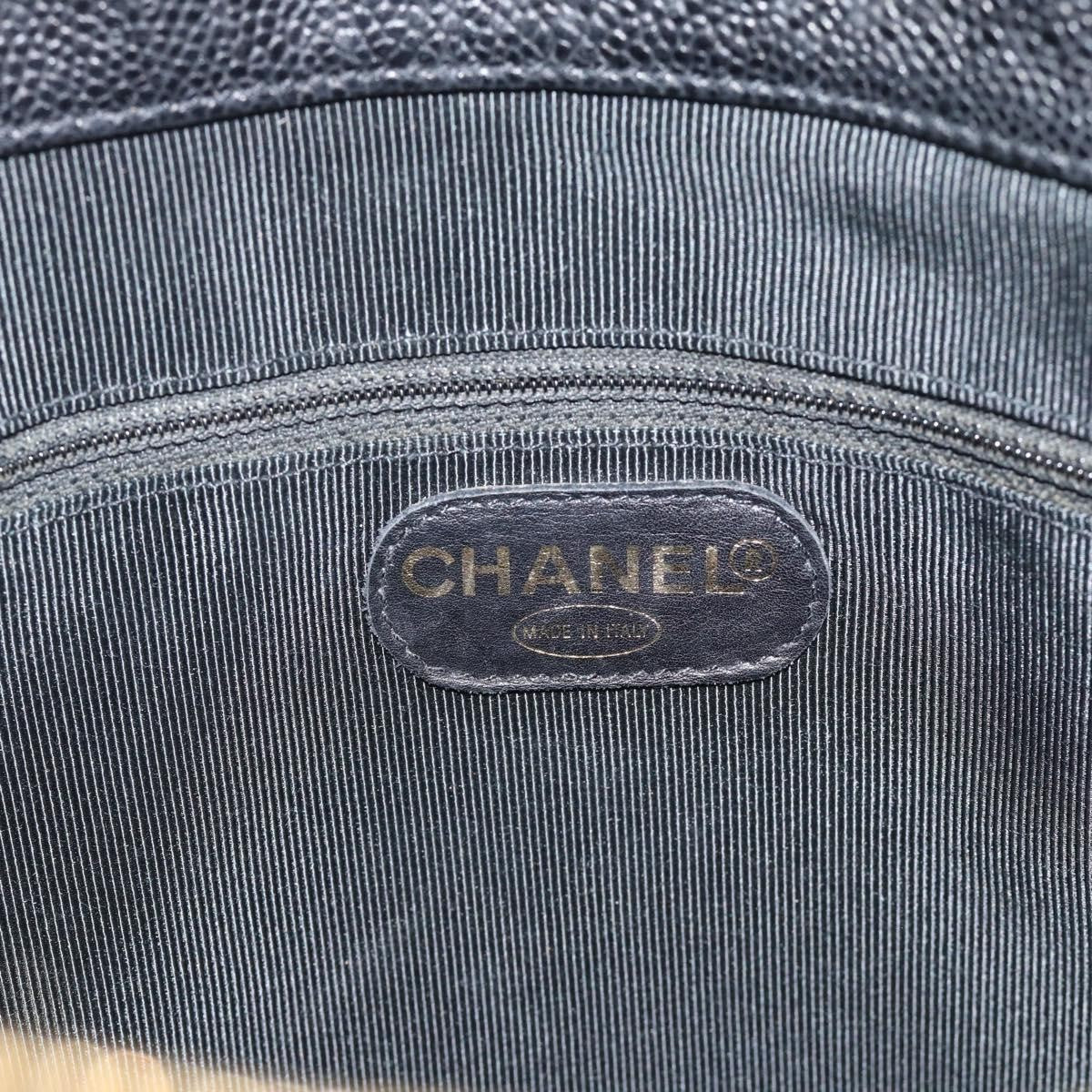 Chanel Triple Cc Chain Shoulder Caviar Leather Black Leather Shoulder Bag Bag (Pre-Owned)