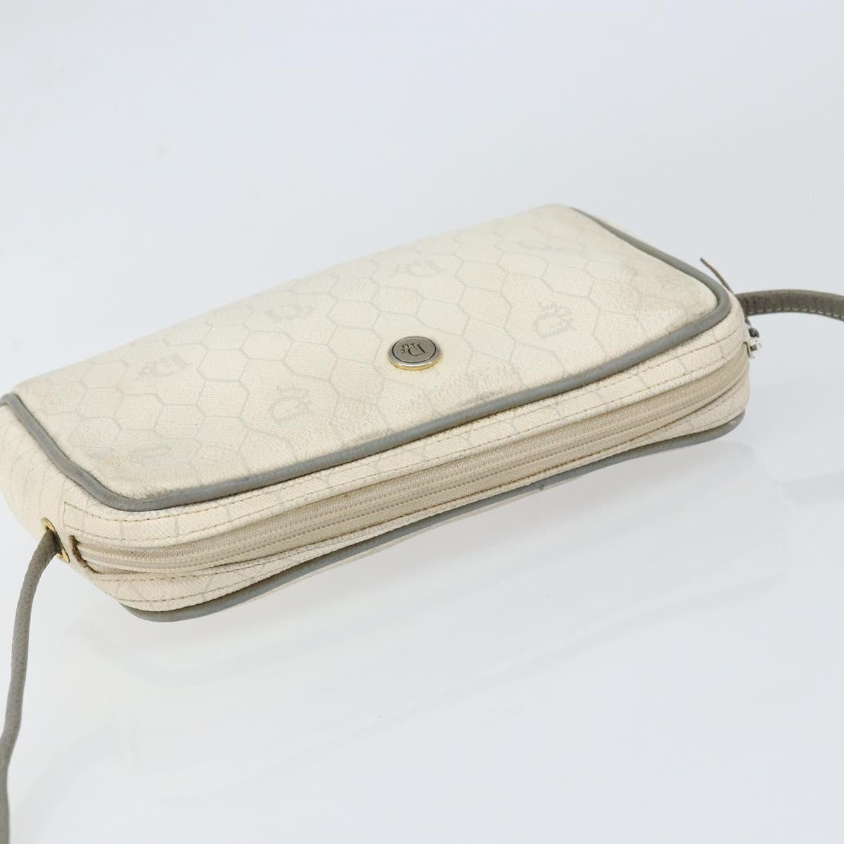 Christian Dior Vintage Honeycomb Zip Coated Canvas White Canvas Clutche & Pouche Bag (Pre-Owned)