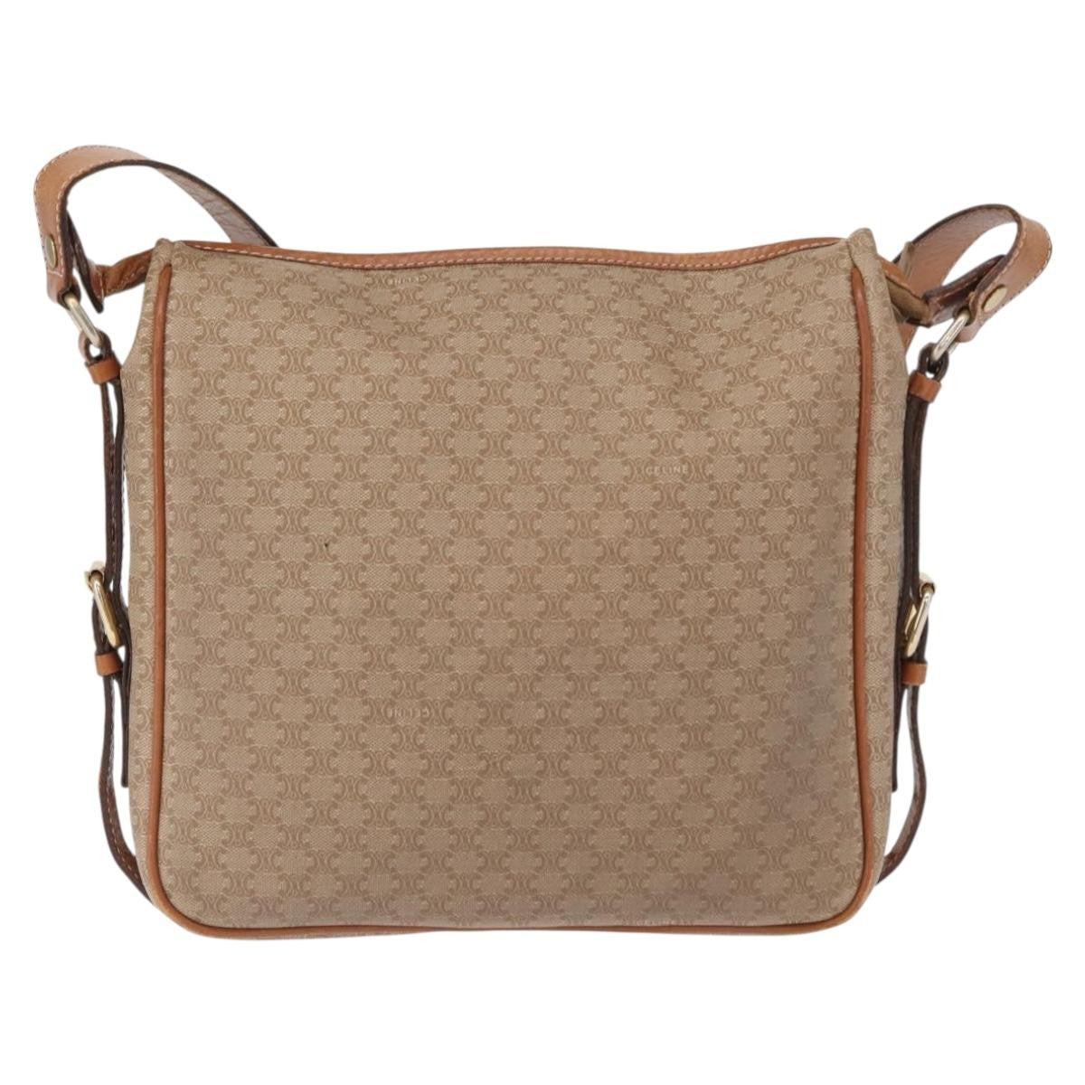 Celine Vintage Macadam Canvas And Leather Beige Canvas Shoulder Bag Bag (Pre-Owned)