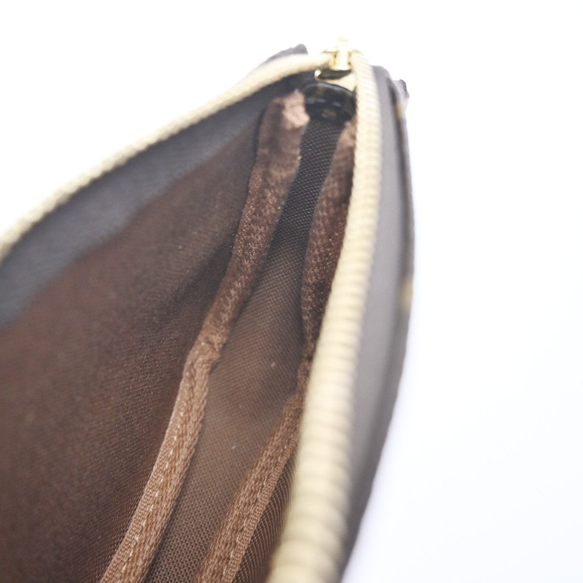 Louis Vuitton Mini Pochette Accessoires Canvas Brown Leather Clutche & Pouche Bag (Pre-Owned)