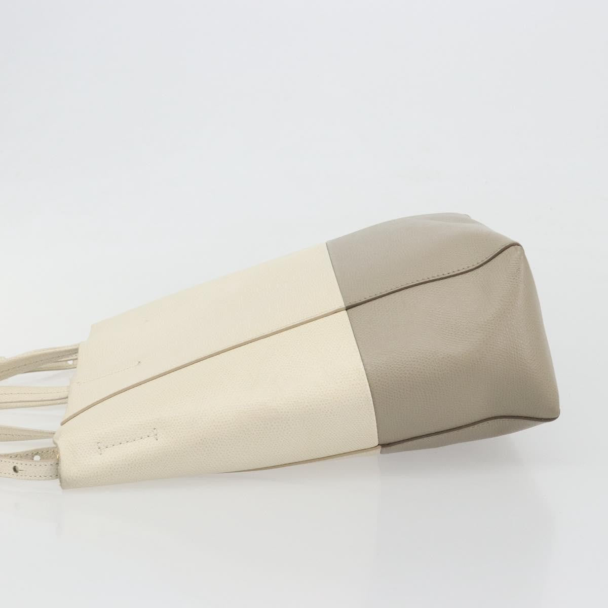 Celine Vertical Bi-Cabas Tote Leather Beige Leather Tote Bag Bag (Pre-Owned)