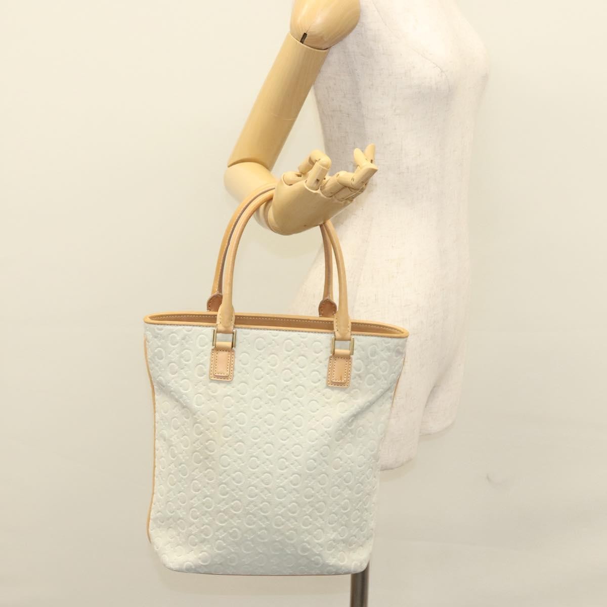 Celine Vintage Macadam C Macadam Suede White Suede Tote Bag Bag (Pre-Owned)