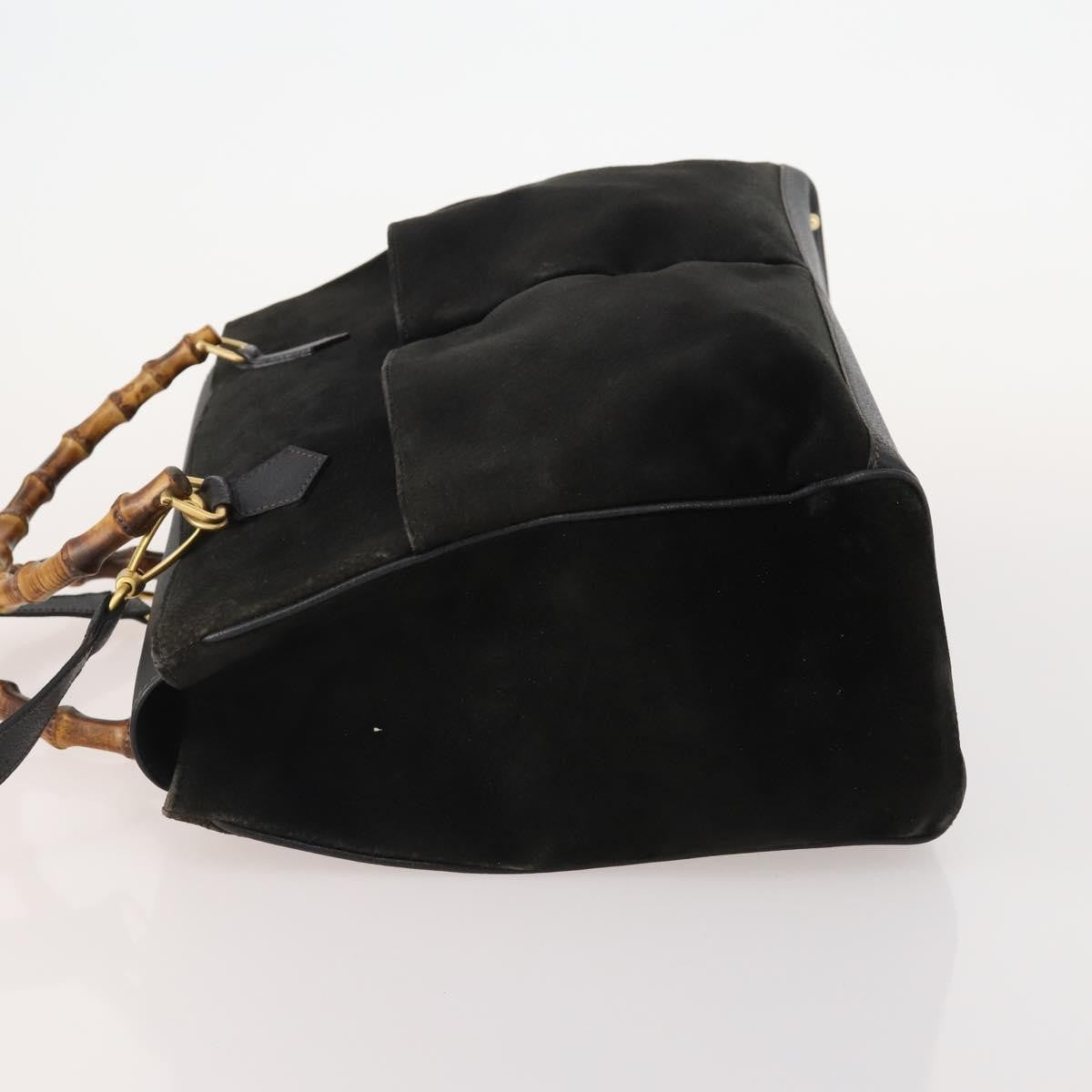 Gucci Vintage Diana Bamboo Top Handle Leather Black Suede Tote Bag Bag (Pre-Owned)