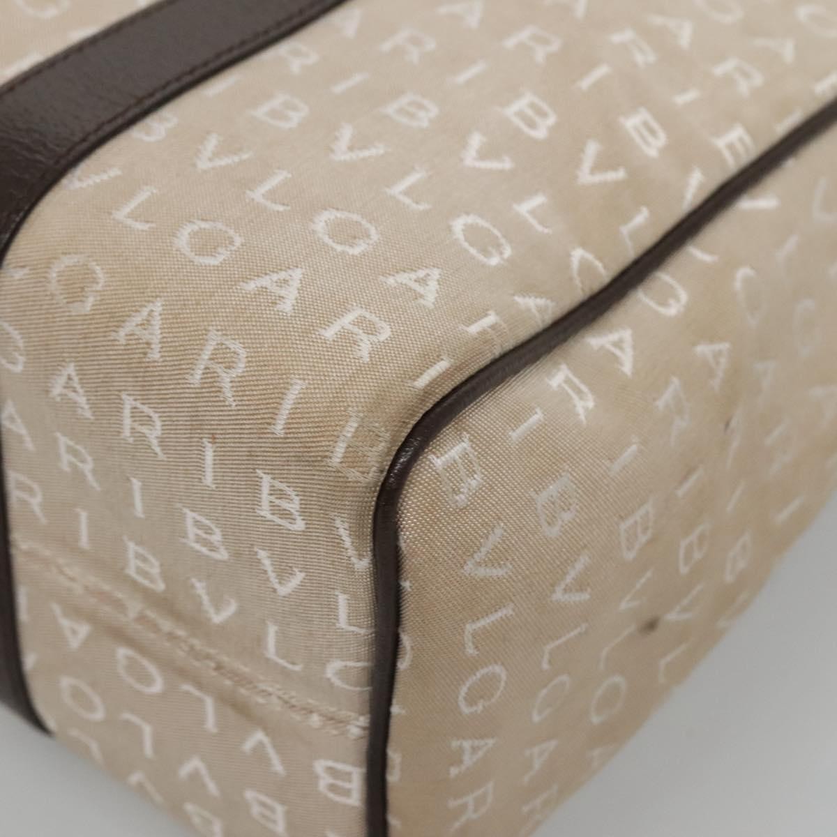 Bvlgari B.Zero1 Logomania Canvas With Leather Beige Canvas Tote Bag Bag (Pre-Owned)