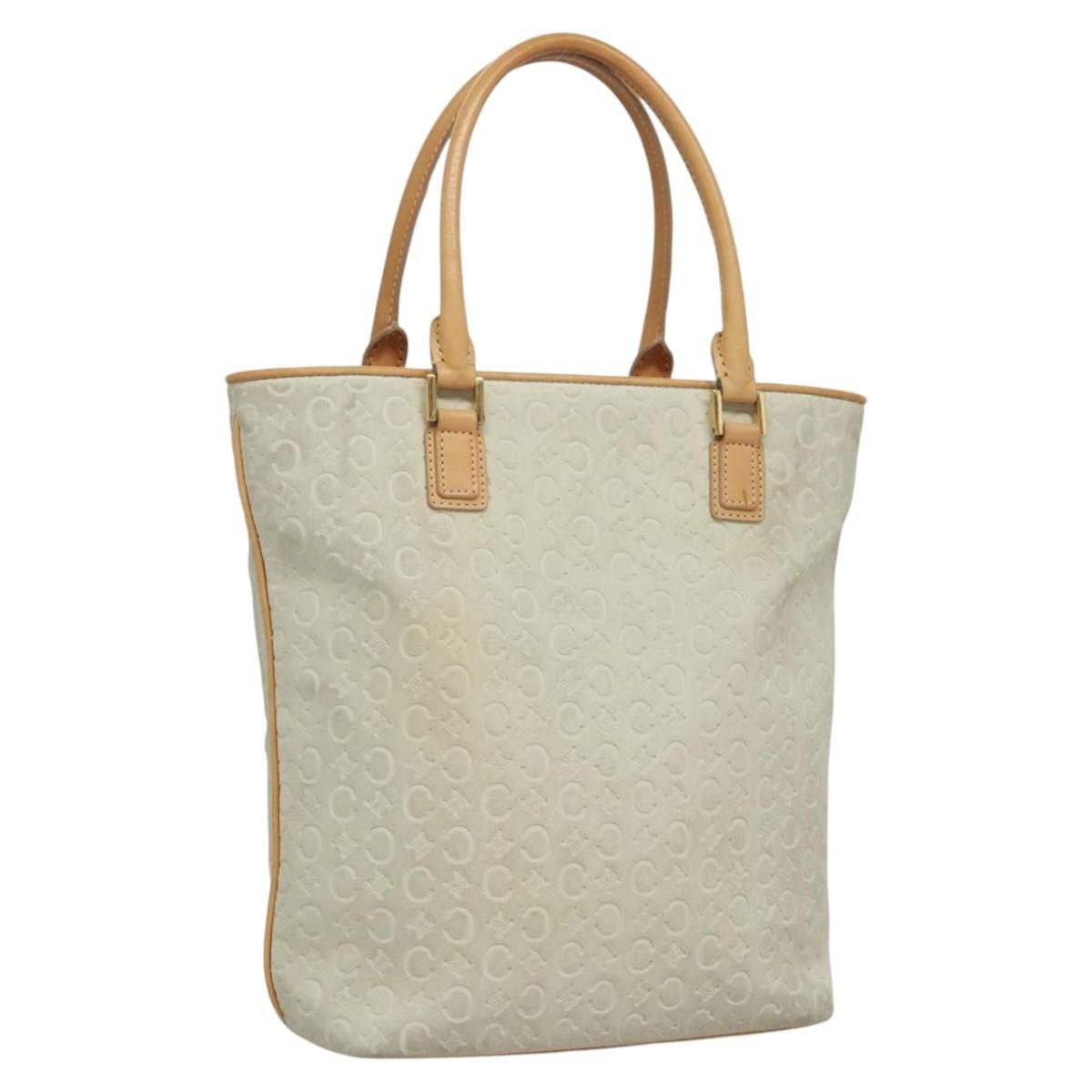Celine Vintage Macadam C Macadam Suede White Suede Tote Bag Bag (Pre-Owned)
