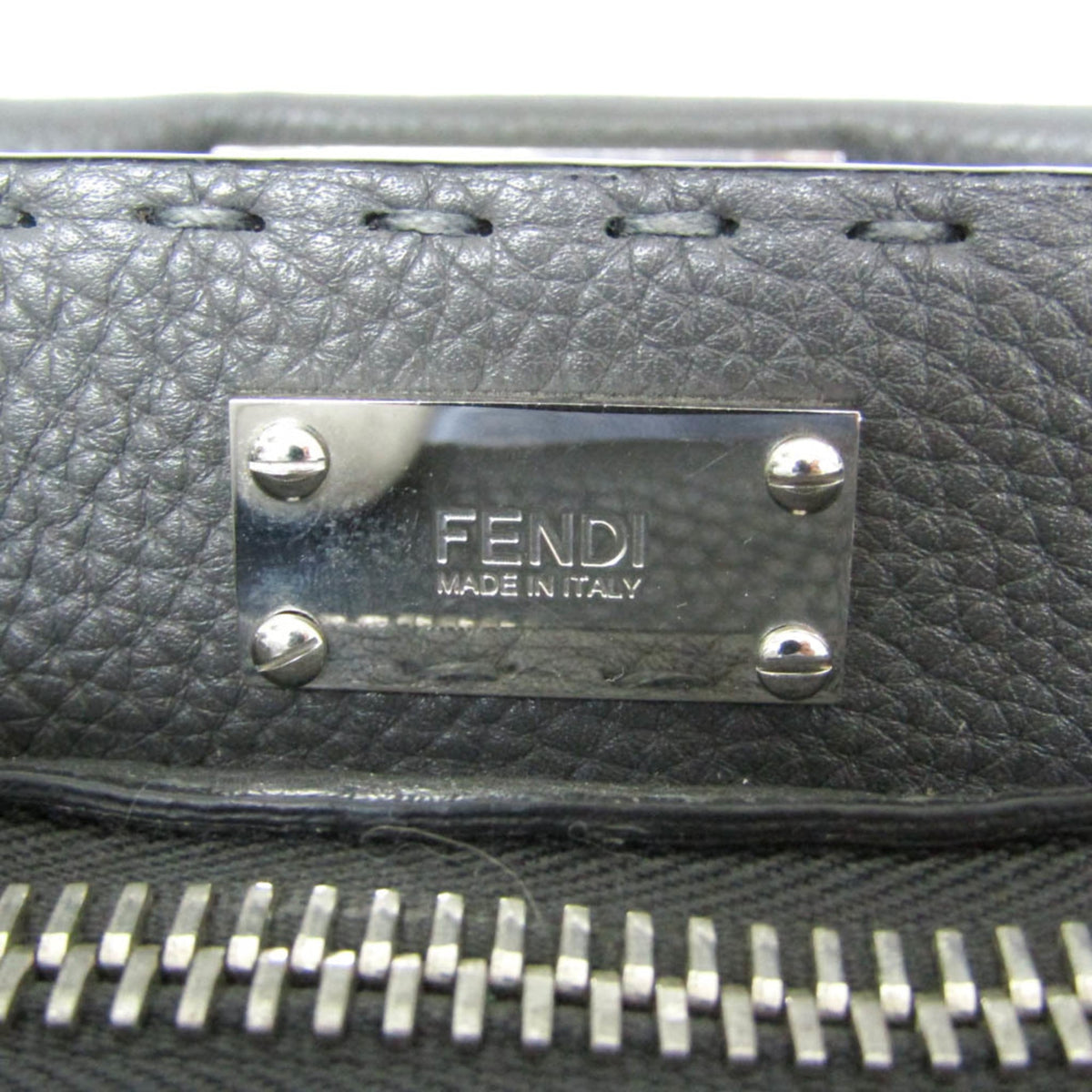 Fendi Monster Selleria Peekaboo Fit Leather Gray Leather Handbag (Pre-Owned)