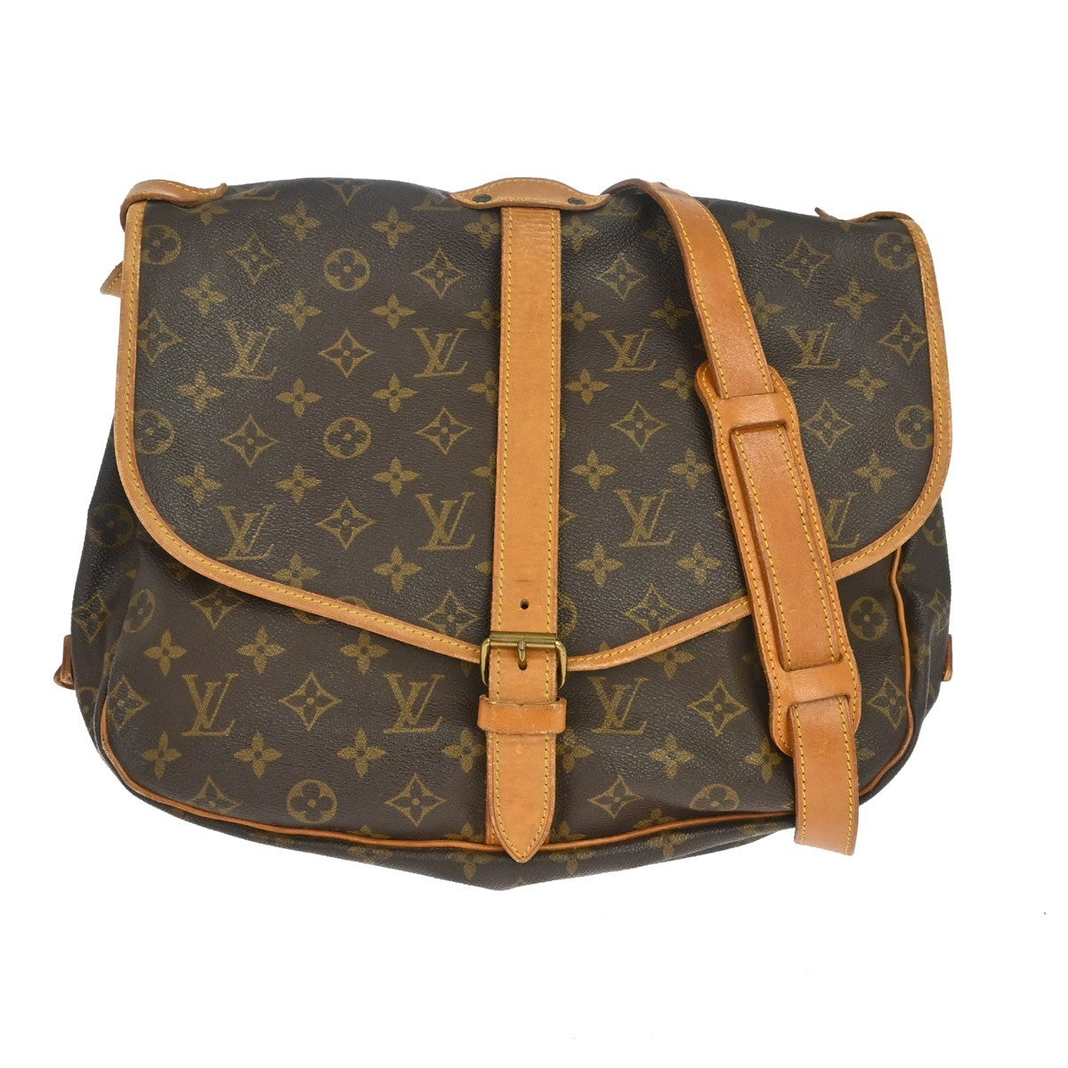 Louis Vuitton Saumur Monogram Brown Canvas Shoulder Bag Bag (Pre-Owned)