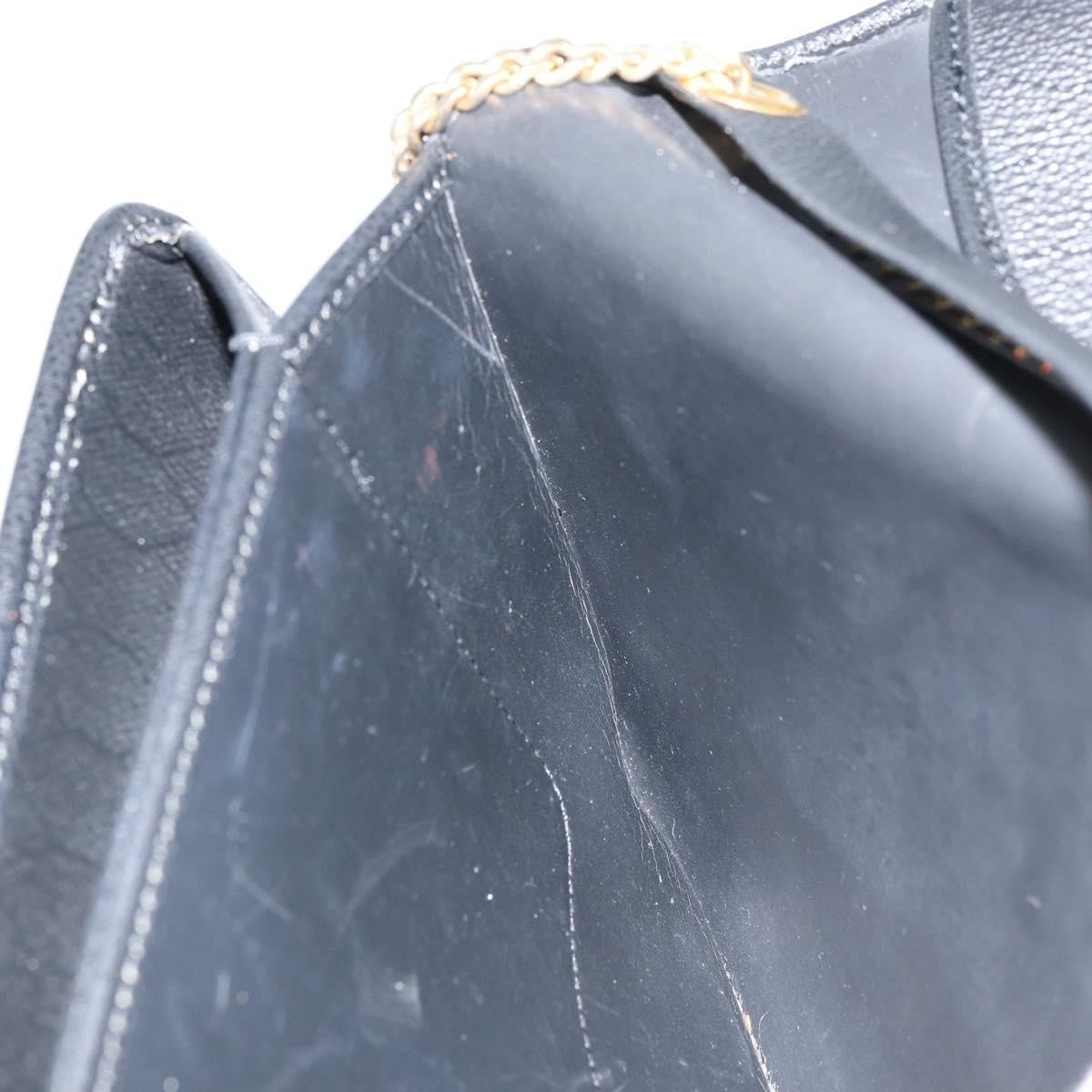 Christian Dior Vintage Chain Flap Leather Black Leather Shoulder Bag Bag (Pre-Owned)