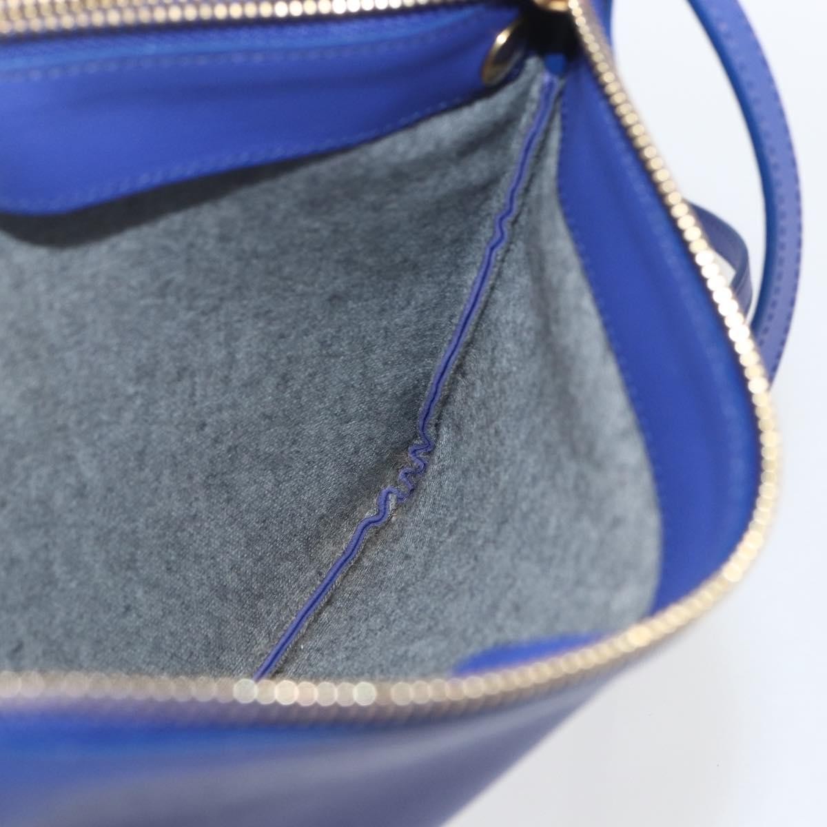 Celine Trio Leather Blue Leather Shoulder Bag Bag (Pre-Owned)
