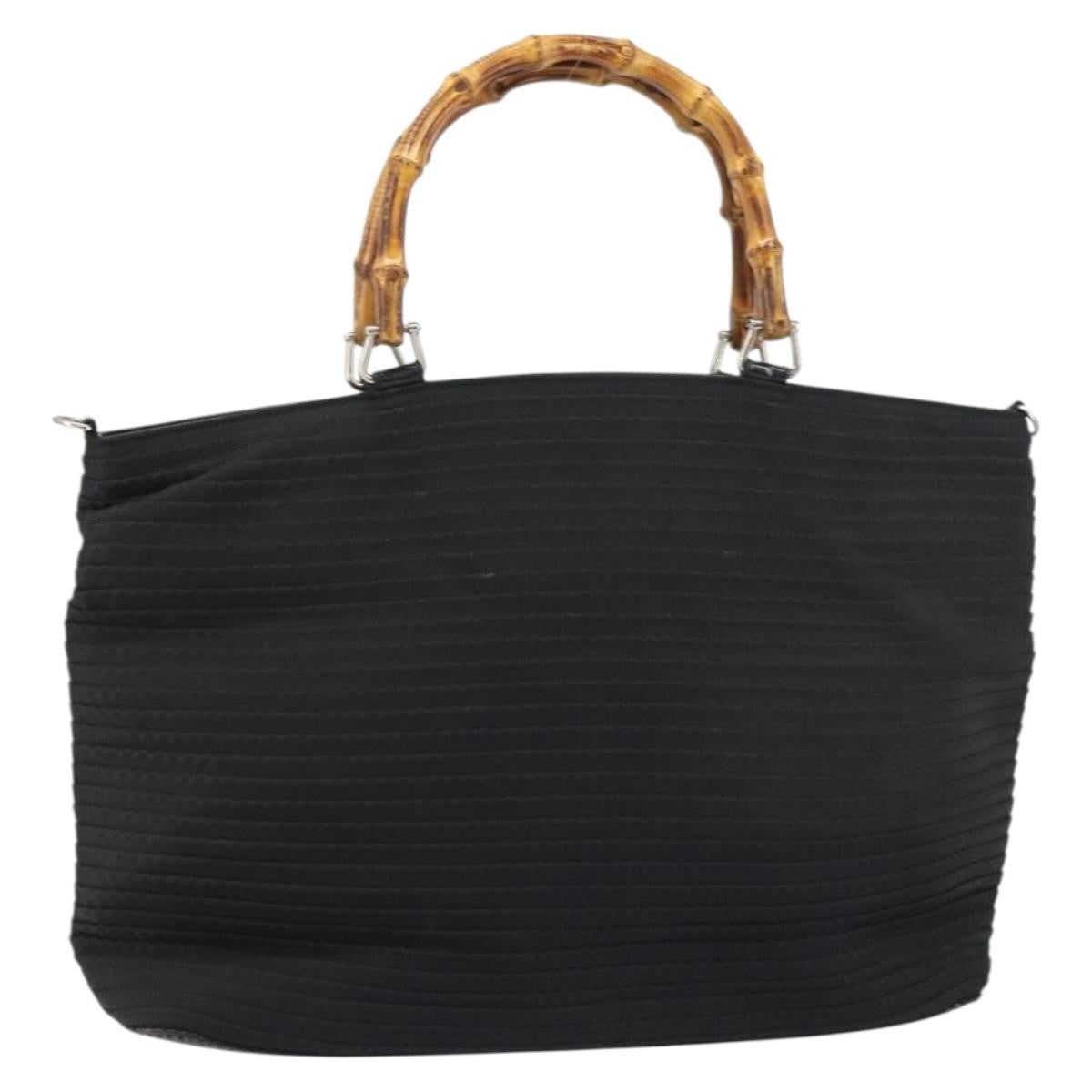 Gucci Vintage Bamboo Handle Nylon Black Nylon Tote Bag Bag (Pre-Owned)
