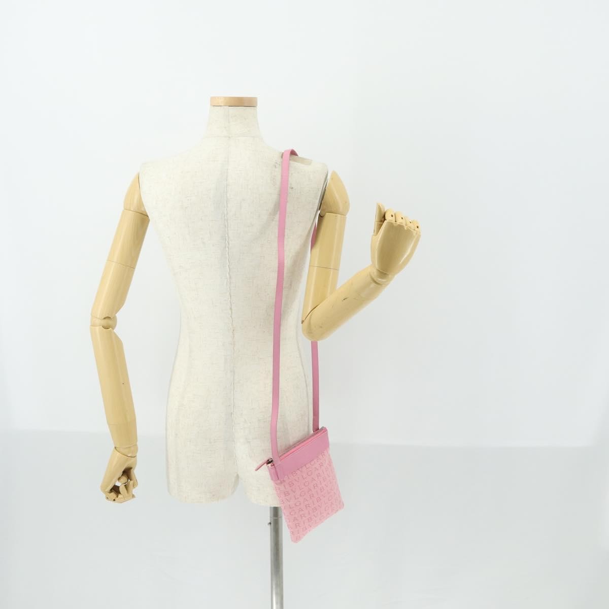 Bvlgari Logomania Canvas With Leather Pink Canvas Shoulder Bag Bag (Pre-Owned)
