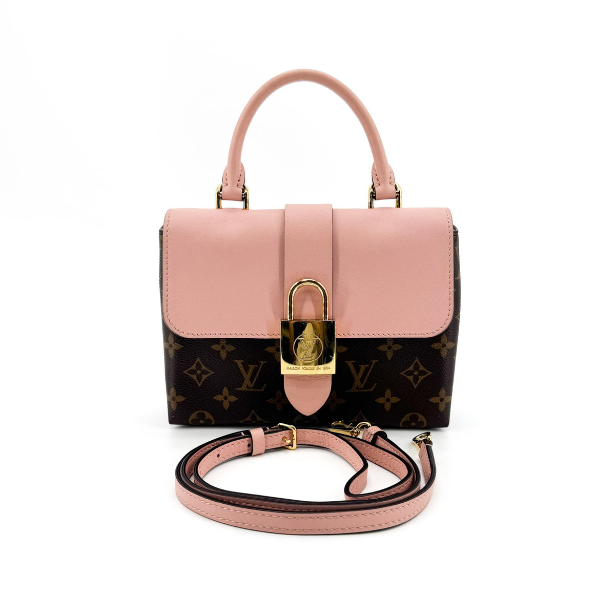 Louis Vuitton Braided Handle Locky Monogram Canvas With Leather Brown Canvas Handbag (Pre-Owned)