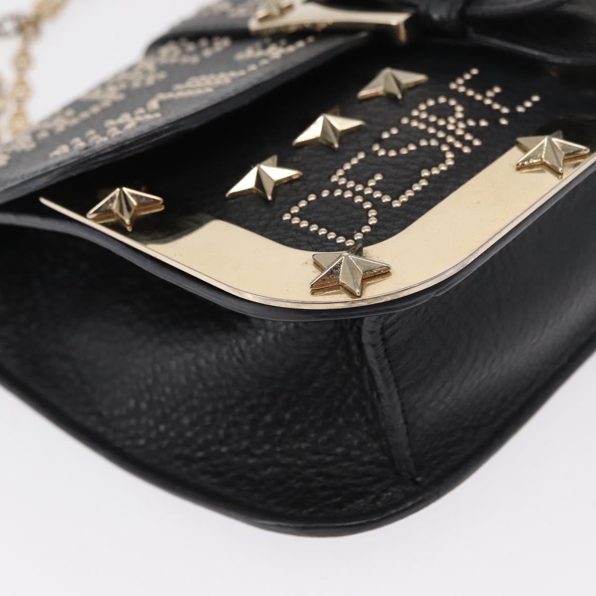 Valentino Garavani Chain Flap Leather Black Leather Shoulder Bag Bag (Pre-Owned)
