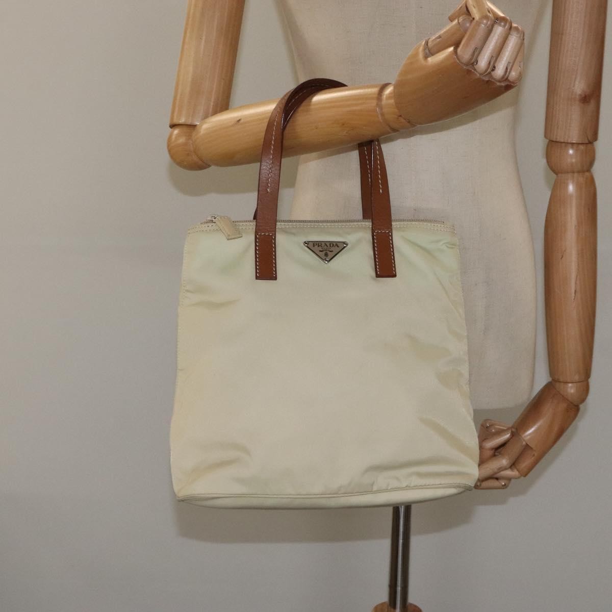 Prada Vintage Tote Tessuto White Nylon Tote Bag Bag (Pre-Owned)