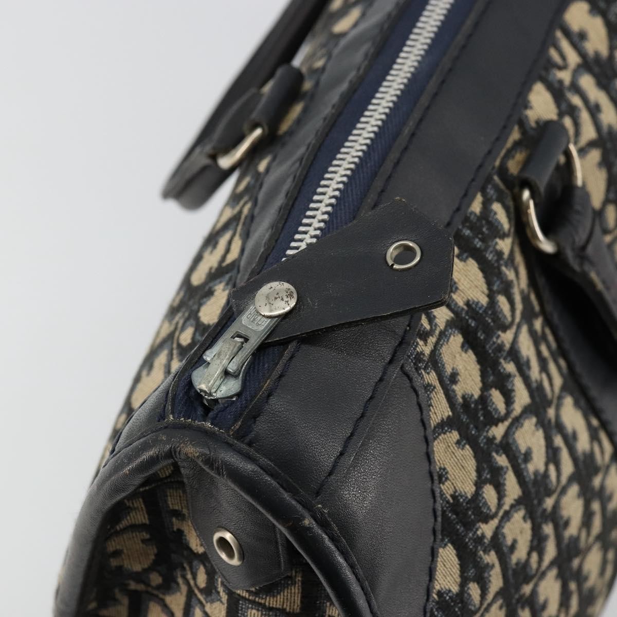 Christian Dior Vintage Trotter Boston Diorissimo Canvas Navy Canvas Handbag (Pre-Owned)