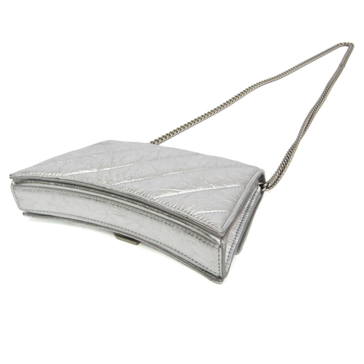 Balenciaga Crush Chain Flap Leather Silver Leather Handbag (Pre-Owned)