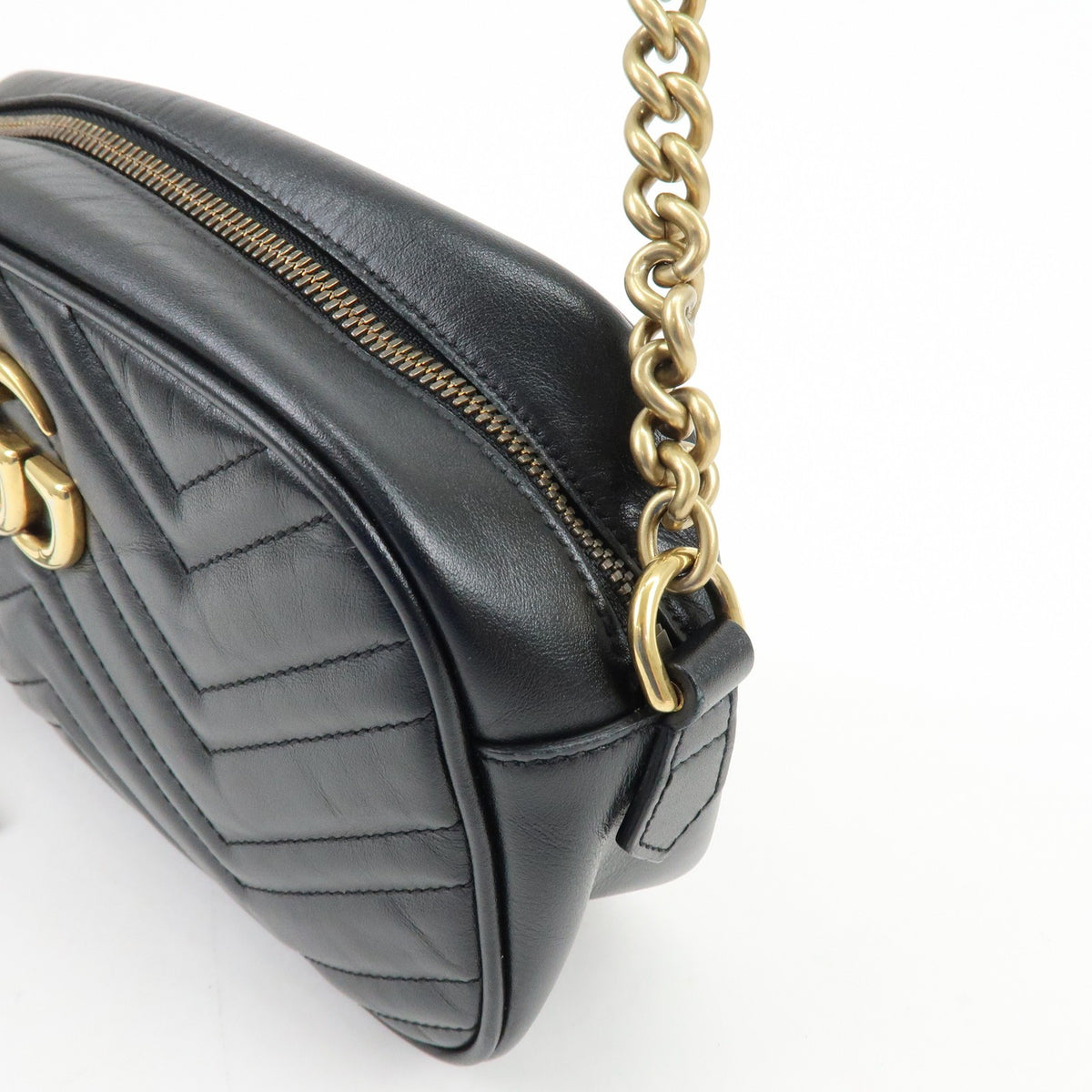 Gucci Gg Marmont Matelasse Leather Black Leather Shoulder Bag Bag (Pre-Owned)