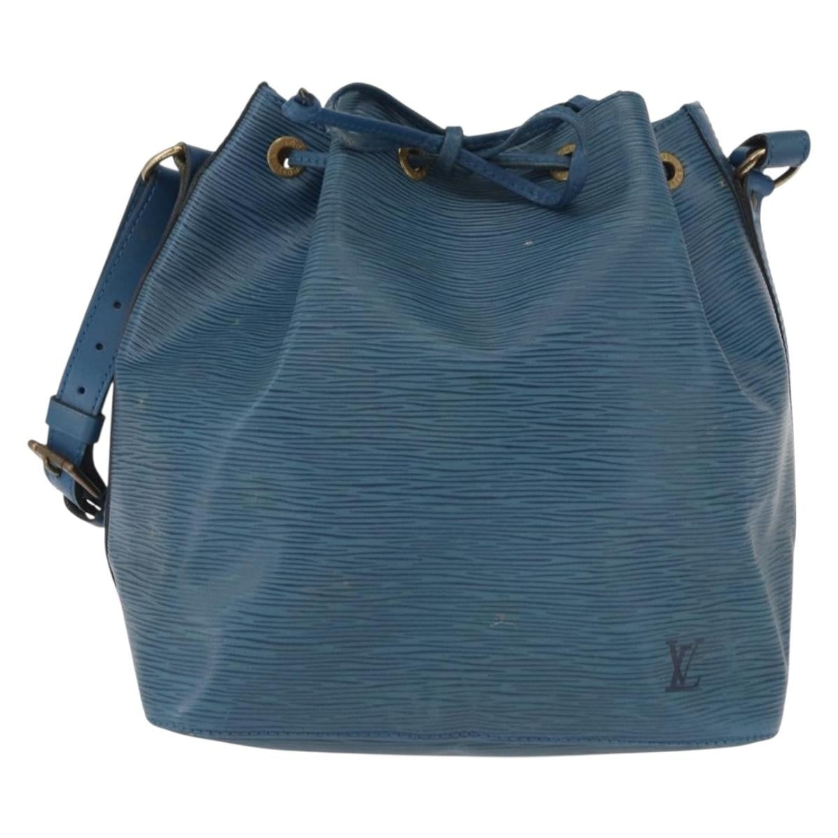 Louis Vuitton Petit Noe Monogram Canvas Blue Leather Shoulder Bag Bag (Pre-Owned)