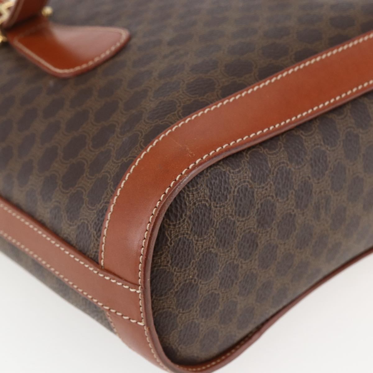 Celine Vintage Macadam Canvas And Leather Brown Canvas Handbag (Pre-Owned)