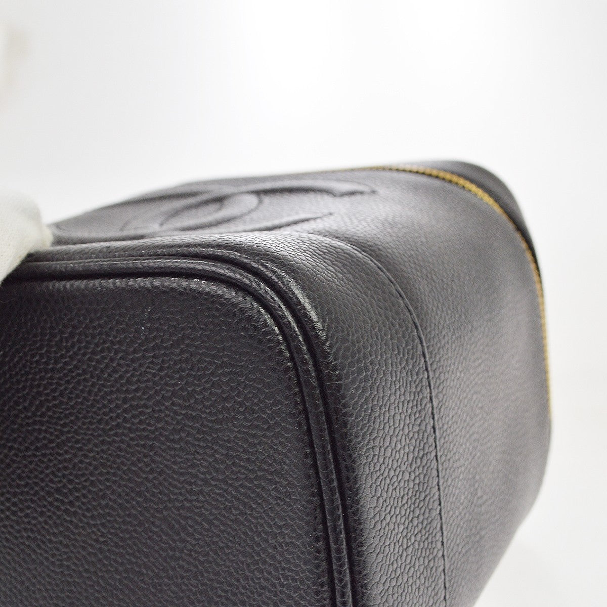 Chanel Vintage Timeless Vanity Case Caviar Black Leather Clutche & Pouche Bag (Pre-Owned)