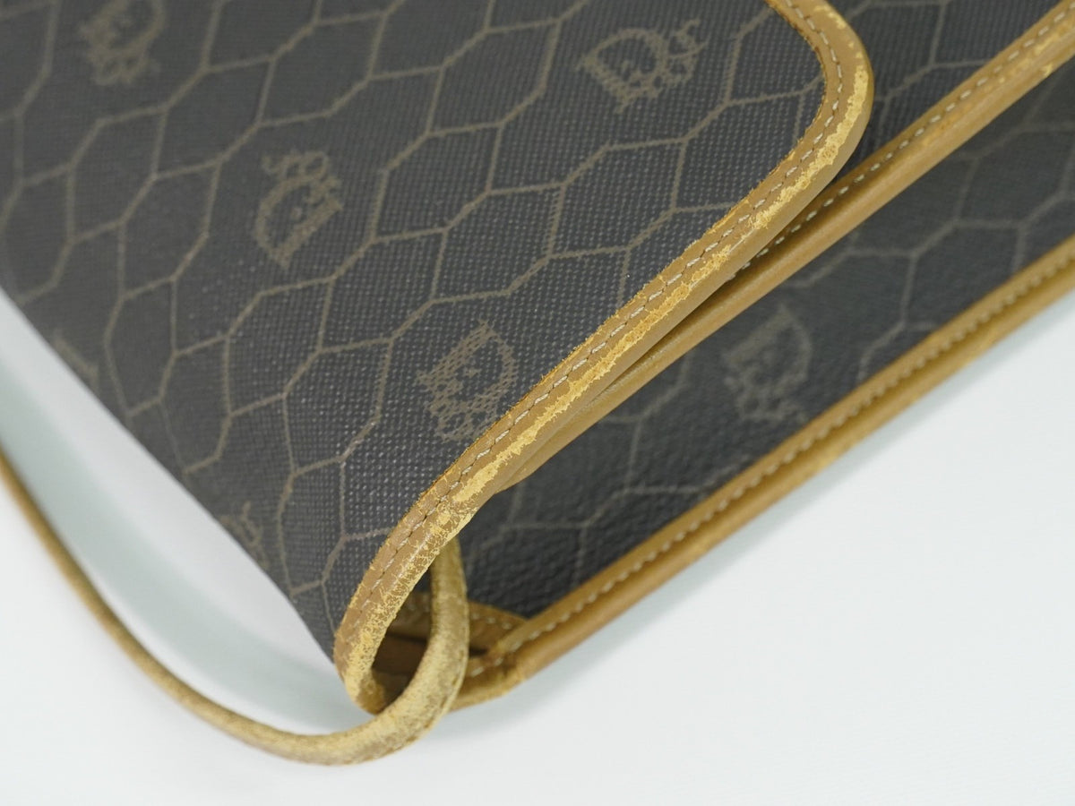 Christian Dior Vintage Honeycomb Canvas Black Canvas Shoulder Bag Bag (Pre-Owned)