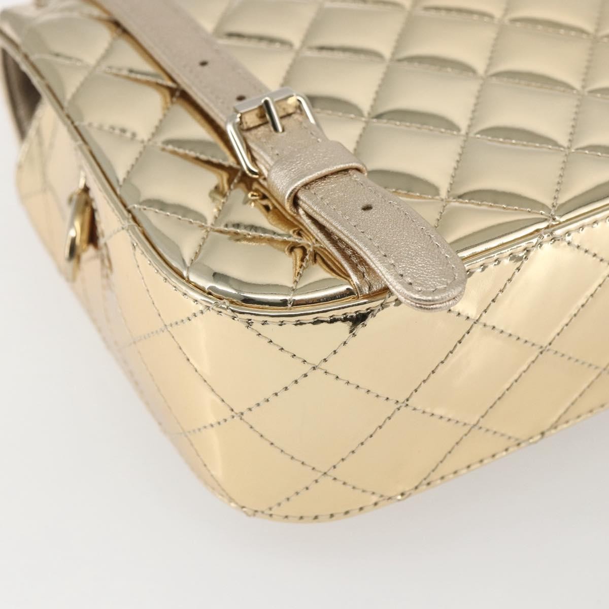 Chanel Hollywood Boulevard Backpack With Star Coin Purse Quilted Metallic Leather Gold Patent_Leather Backpack Bag (Pre-Owned)
