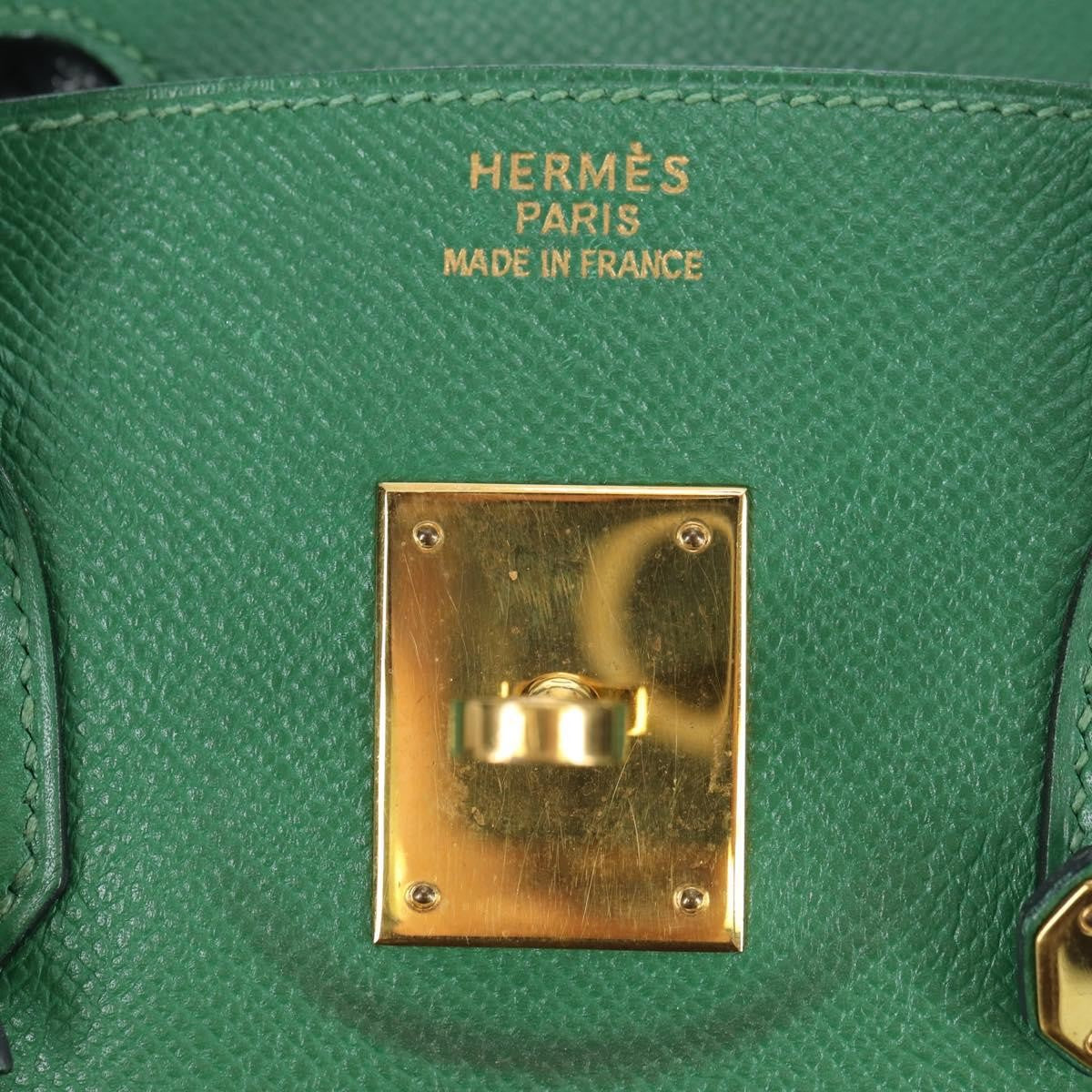 Hermes Birkin Green Togo With Gold Hardware Green Leather Handbag (Pre-Owned)