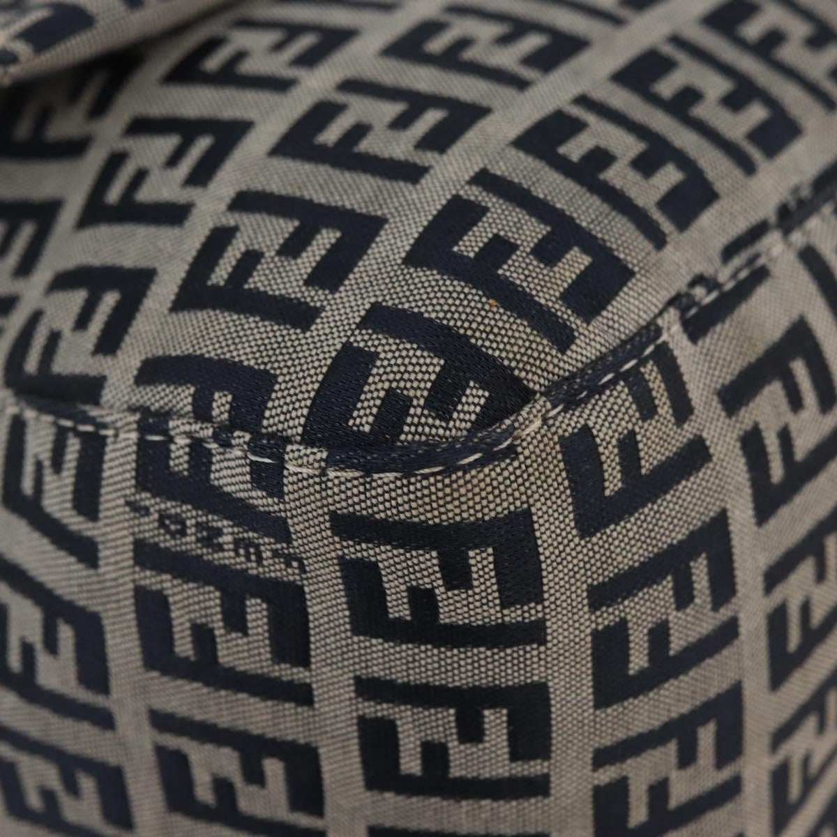 Fendi Baguette Zucchino Canvas Navy Canvas Handbag (Pre-Owned)