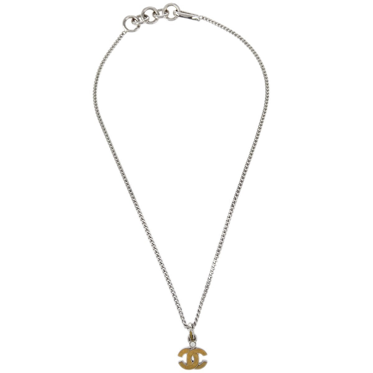 Chanel Vintage Cc Pendent Plated Metal Silver Silver_Plated Necklace Jewelry (Pre-Owned)