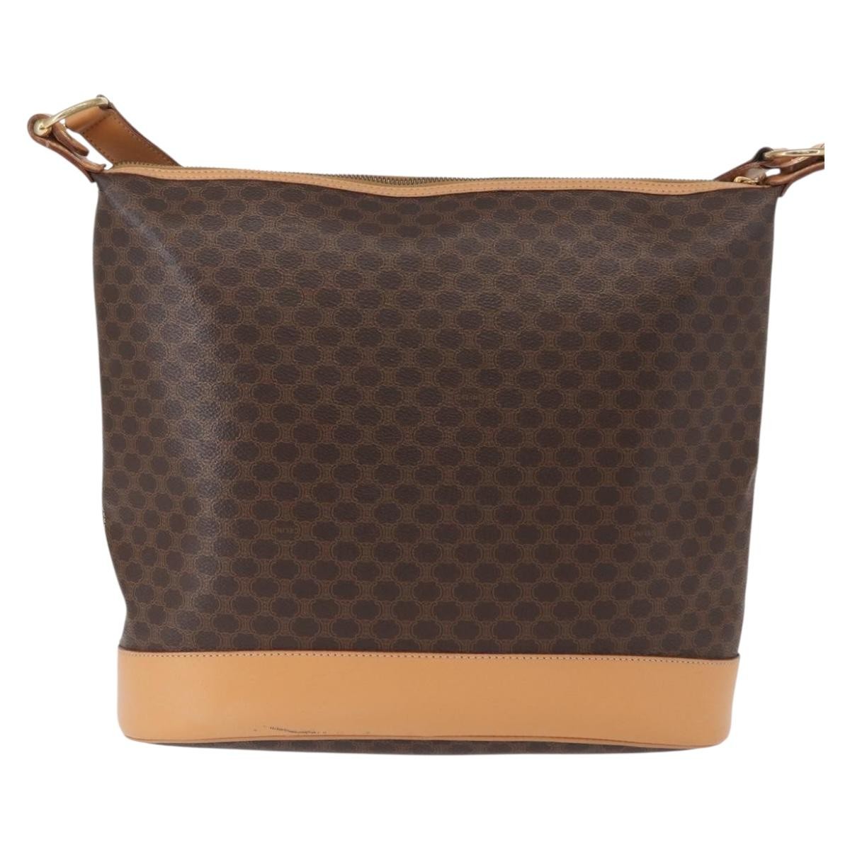 Celine Vintage Macadam Canvas And Leather Brown Canvas Shoulder Bag Bag (Pre-Owned)