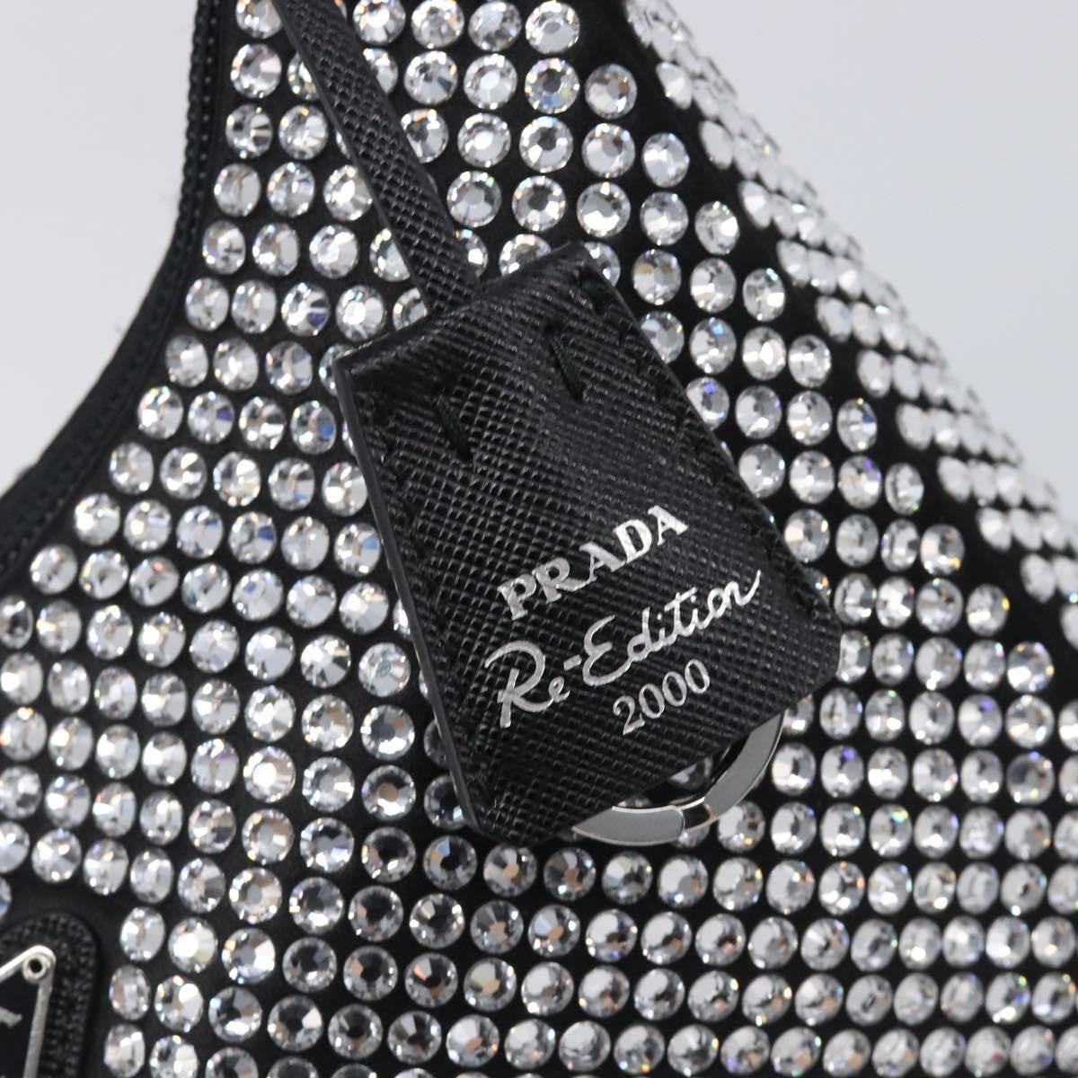 Prada Re-Edition 2000 Hobo Crystal Embellished Satin Silver Silk Shoulder Bag Bag (Pre-Owned)