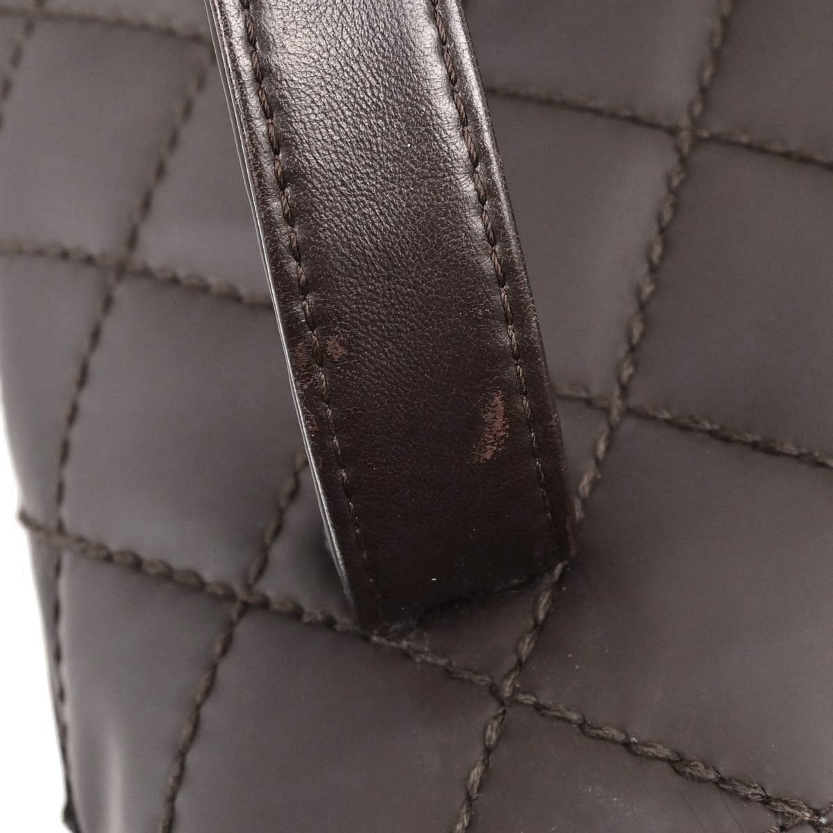 Chanel Surpique Quilted Leather Brown Leather Tote Bag Bag (Pre-Owned)