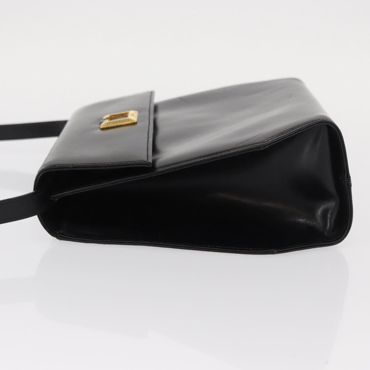 Salvatore Ferragamo Gancini Leather Black Leather Shoulder Bag Bag (Pre-Owned)