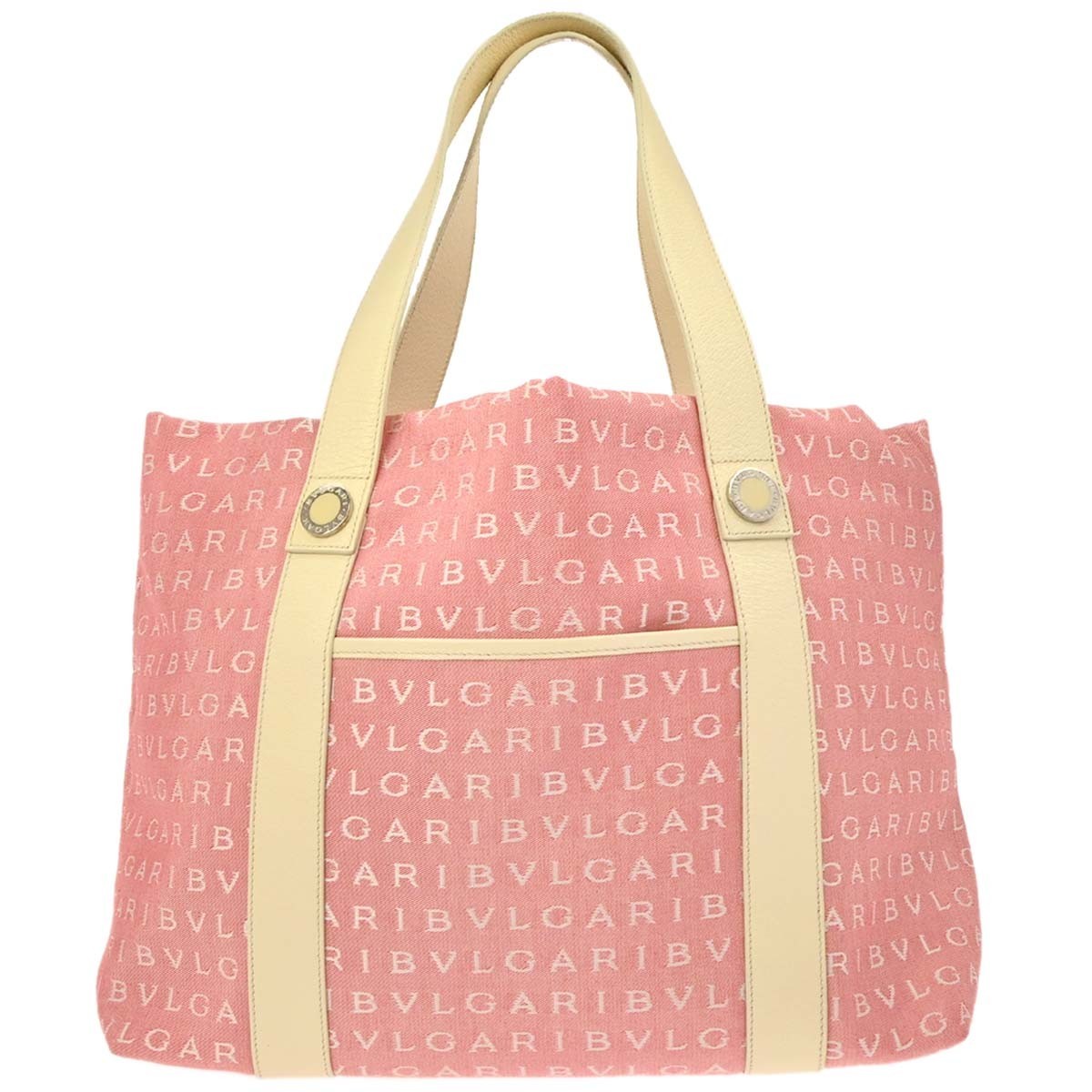 Bvlgari Logomania Canvas Pink Canvas Tote Bag Bag (Pre-Owned)