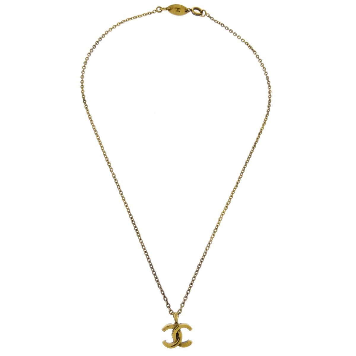 Chanel Cc Pendant Metal Gold Gold_Plated Necklace Jewelry (Pre-Owned)