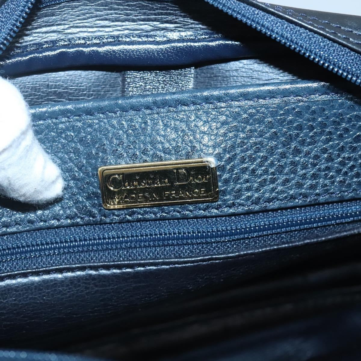 Christian Dior Vintage Leather Navy Leather Shoulder Bag Bag (Pre-Owned)
