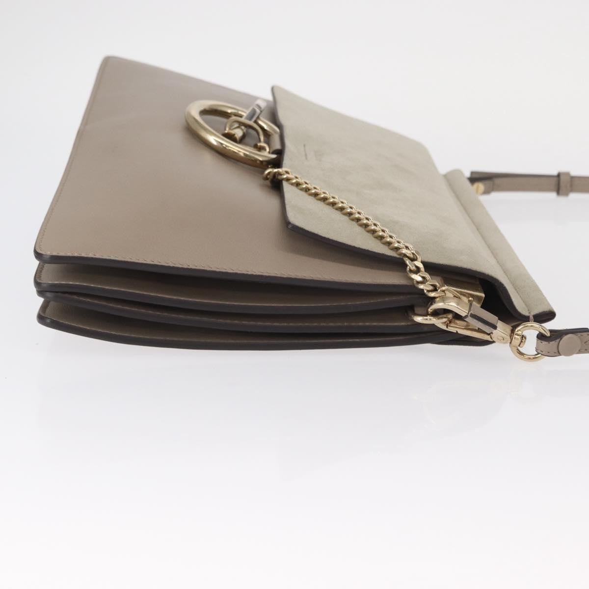 Chloe Faye Leather And Suede Beige Suede Shoulder Bag Bag (Pre-Owned)