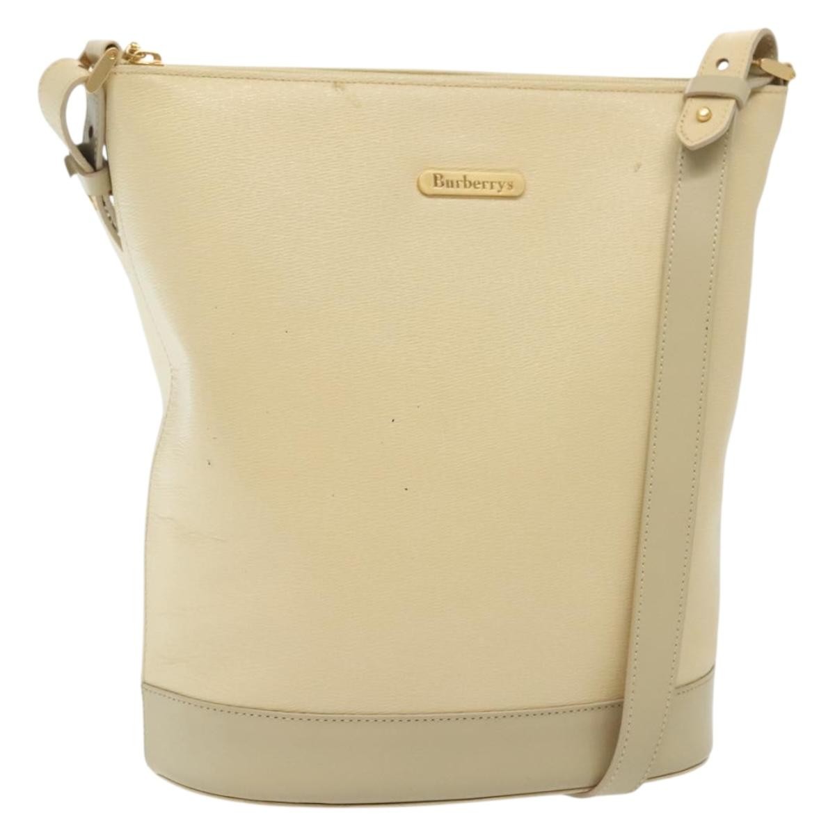 Burberry Shoulder Leather Beige Leather Shoulder Bag Bag (Pre-Owned)