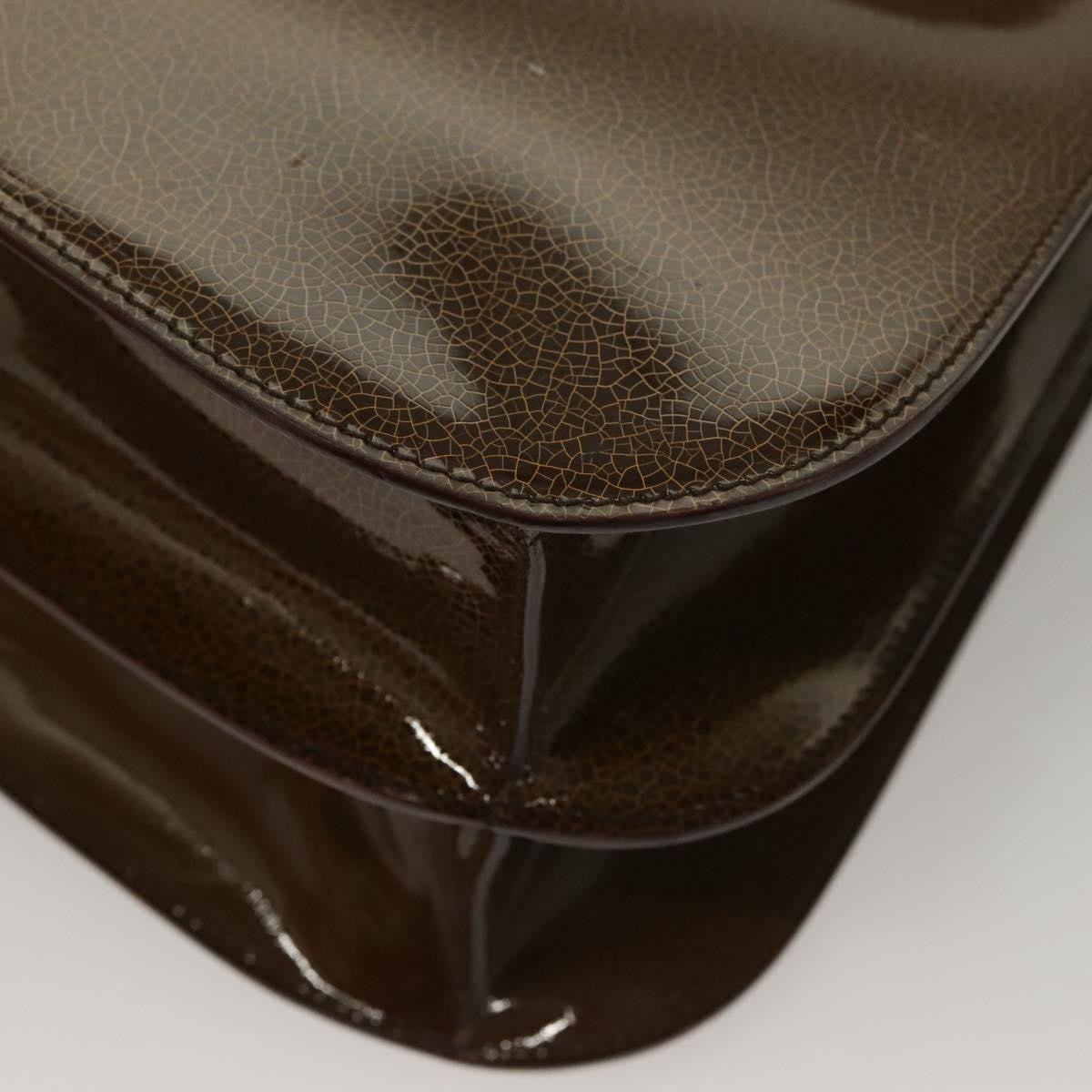 Celine Shoulder Leather Khaki Patent_Leather Shoulder Bag Bag (Pre-Owned)