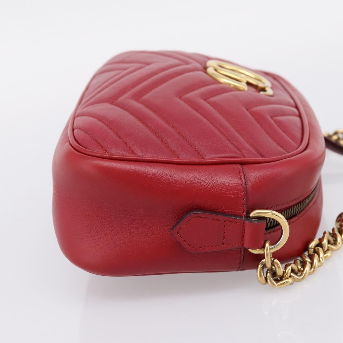 Gucci Gg Marmont Matelasse Leather Red Leather Shoulder Bag Bag (Pre-Owned)