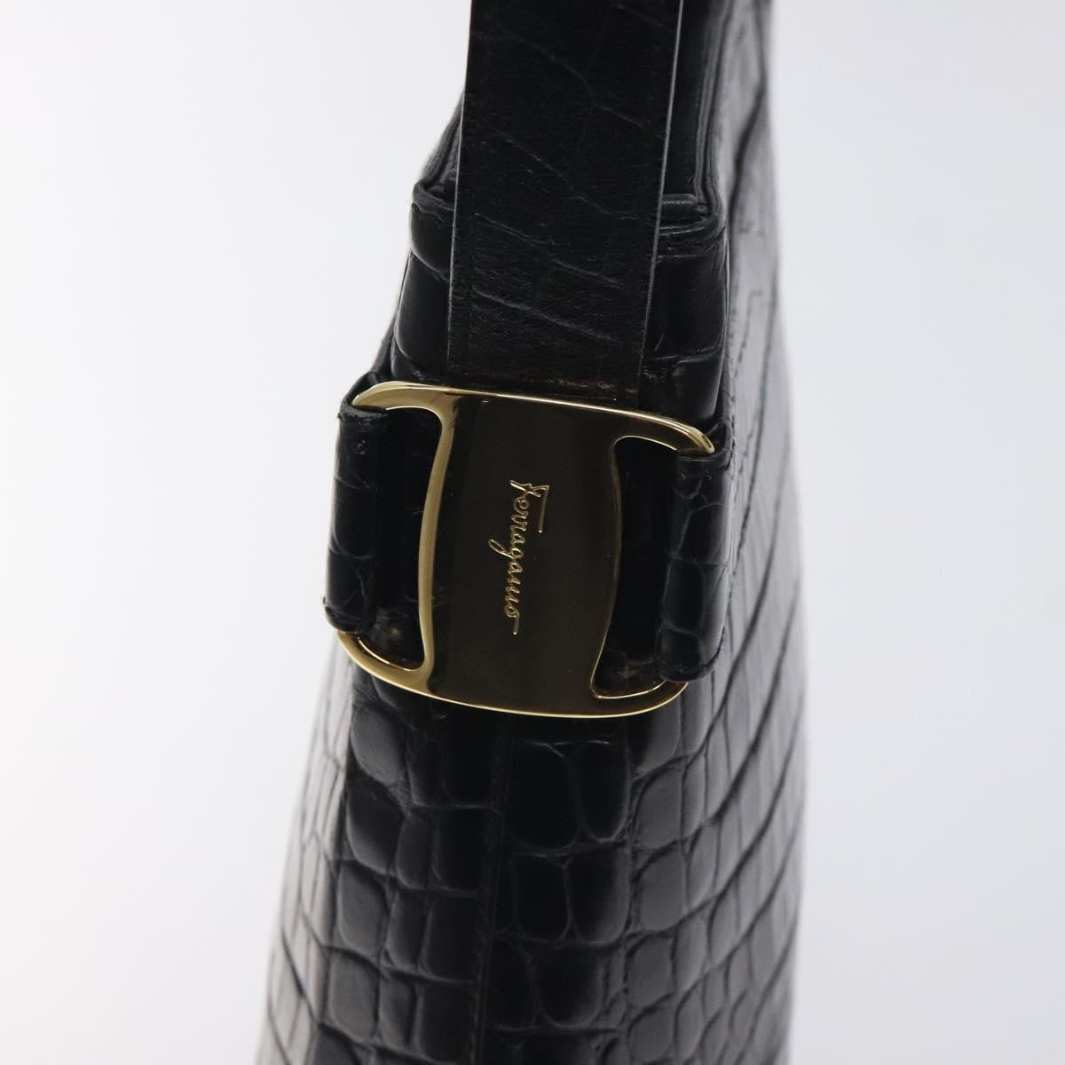 Salvatore Ferragamo Vara Leather Black Leather Shoulder Bag Bag (Pre-Owned)