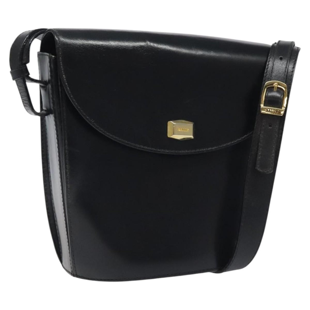 Bally Vintage Leather Black Leather Shoulder Bag Bag (Pre-Owned)