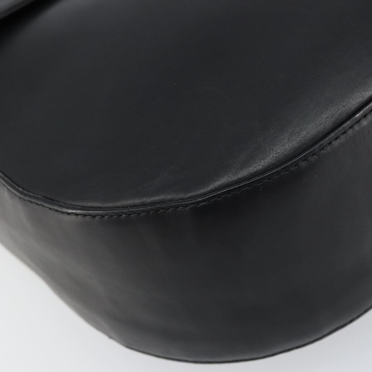 Salvatore Ferragamo Gancini Leather Black Leather Shoulder Bag Bag (Pre-Owned)