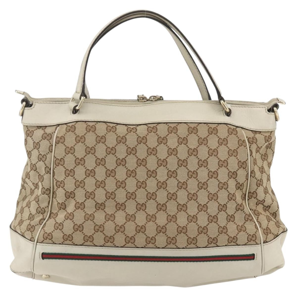Gucci Mayfair Convertible Gg Canvas Beige Canvas Tote Bag Bag (Pre-Owned)